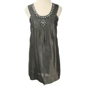 🍍BANANA USA Brown Metallic Embellish Shift Dress